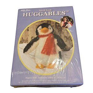New Latch Hook Huggables Penguin Kit 15" Tall Pre-Cut Yarn Craft DIY Project